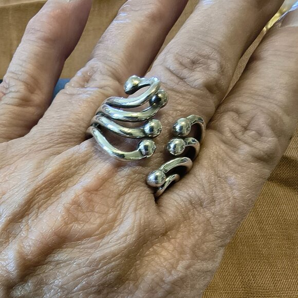 Sterling Silver 925 Designer ATI Thailand Modernist Swirl Ring - Picture 7 of 9